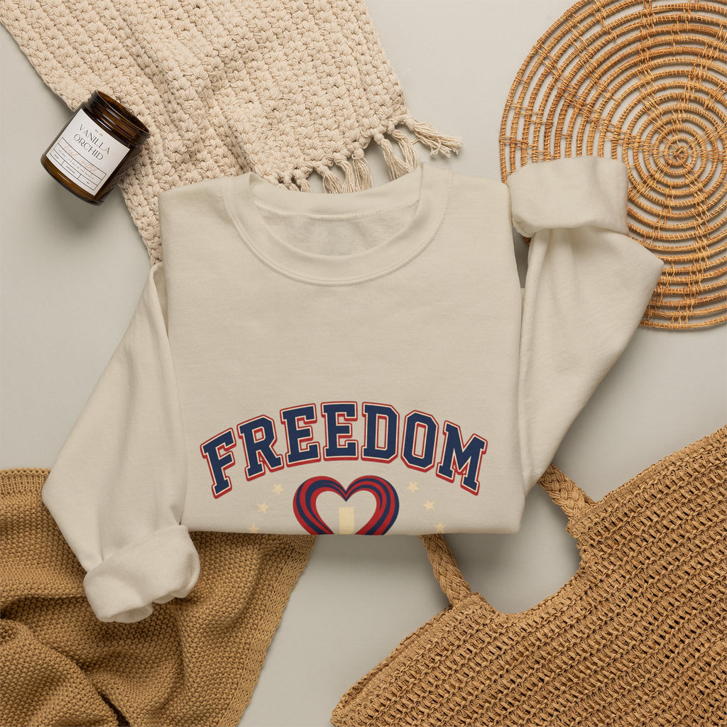 Freedom heart crewneck sweatshirt | faith-based patriotic, vintage Americana