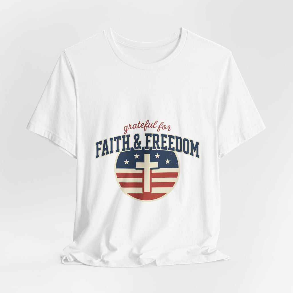 Faith & Freedom heart cross T-Shirt | Patriotic, Faith-based July 4th vintage Americana