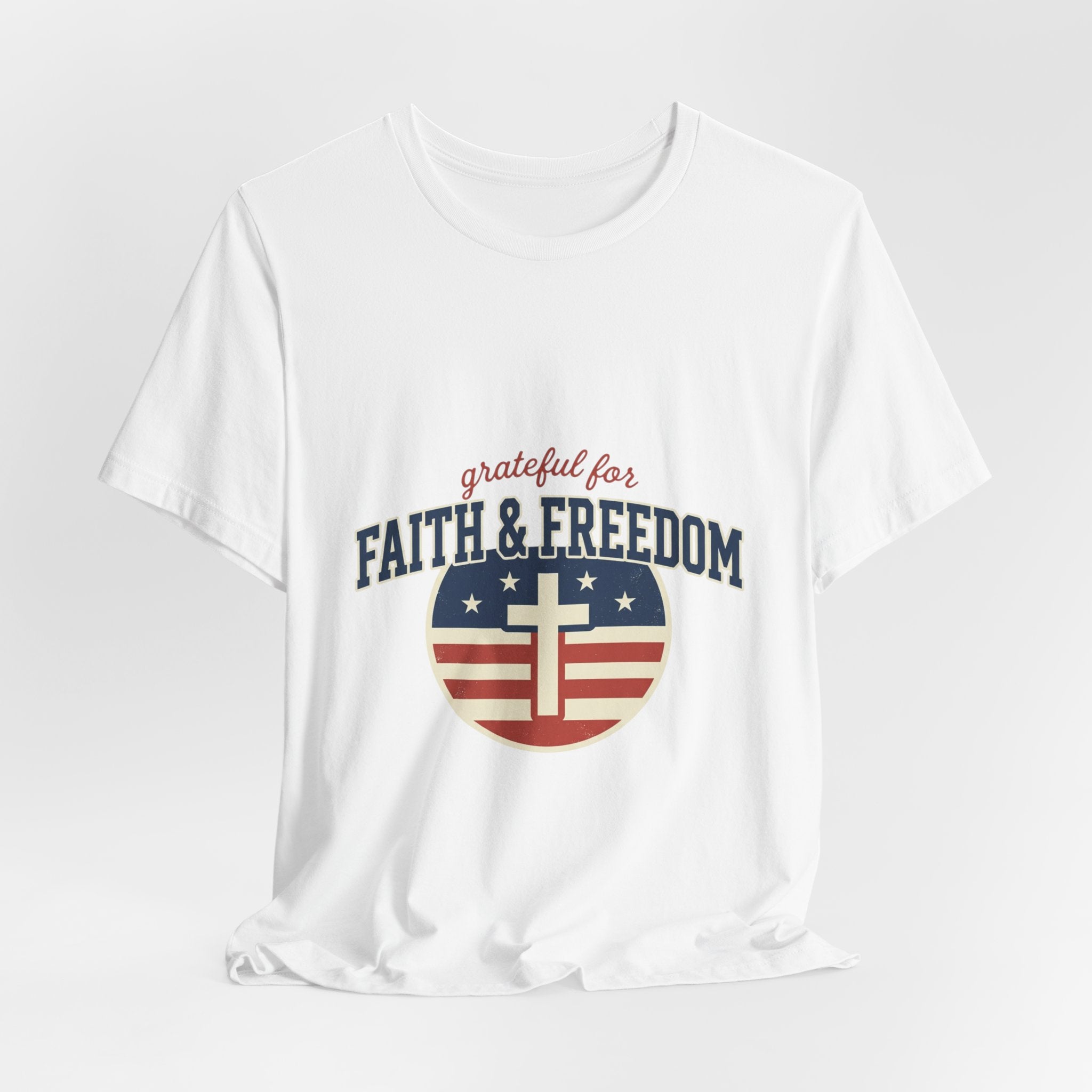 Faith & Freedom heart cross T-Shirt | Patriotic, Faith-based July 4th vintage Americana