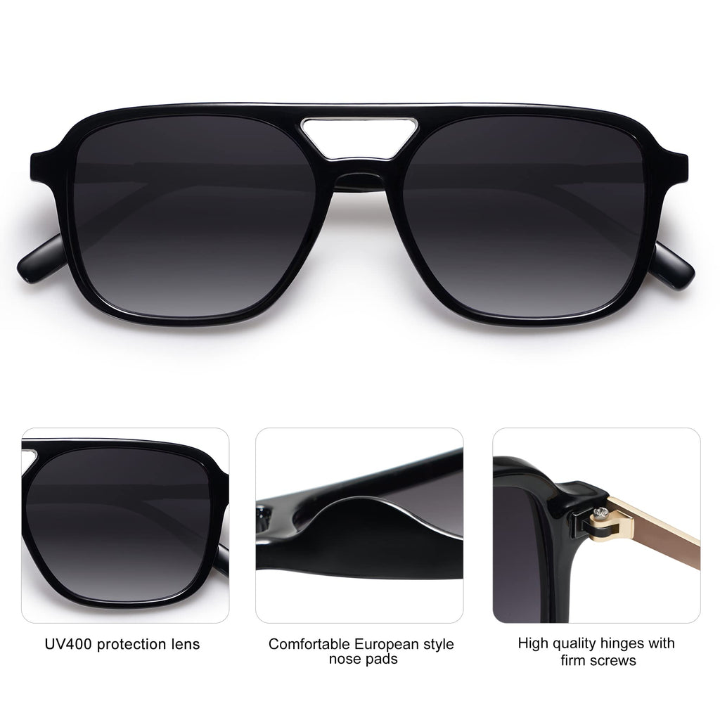 SOJOS Retro Aviator Sunglasses Womens Mens,Trendy Rectangle Shades SJ2202