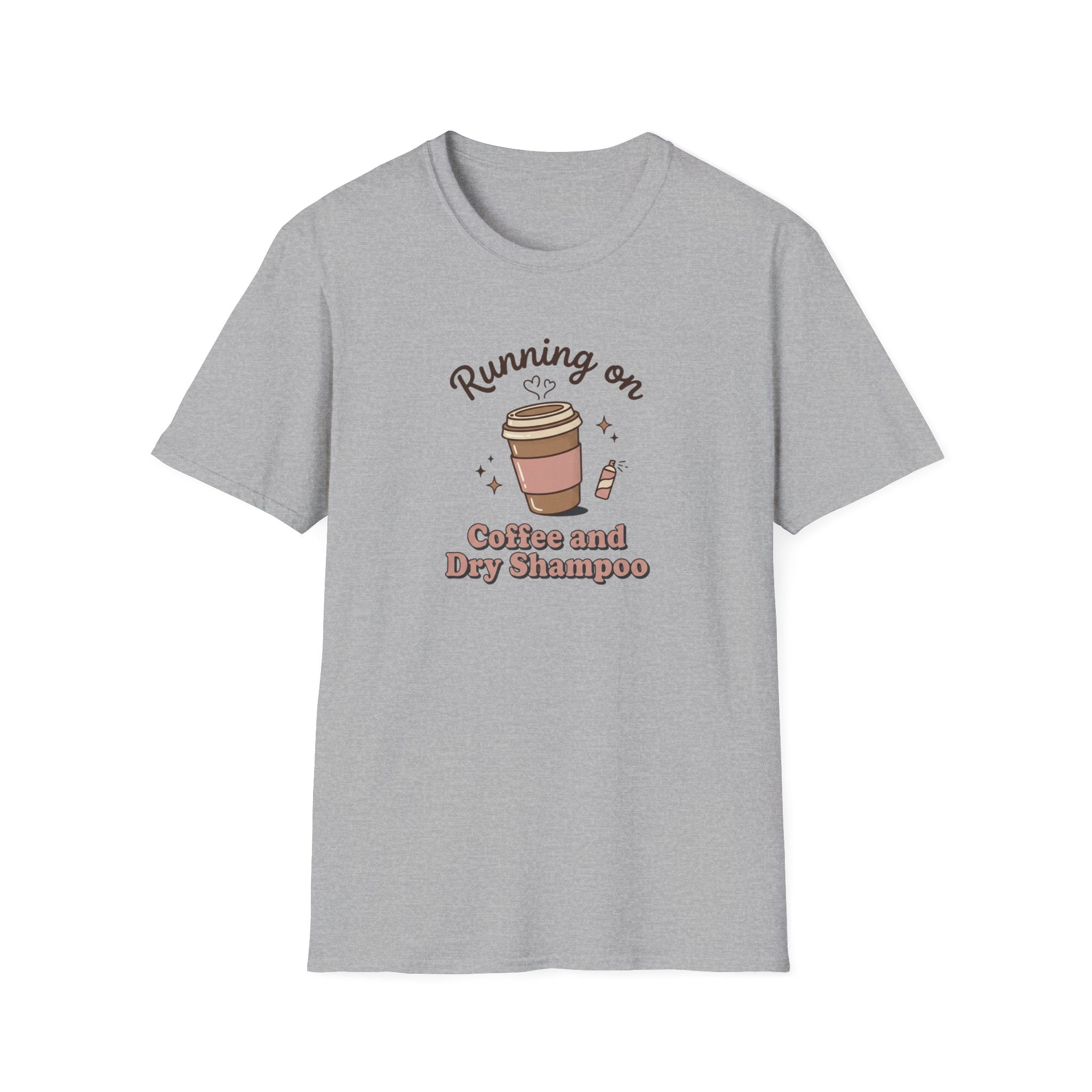 Running on Coffee and Dry Shampoo T-Shirt | Coffee Cup Graphic Tee