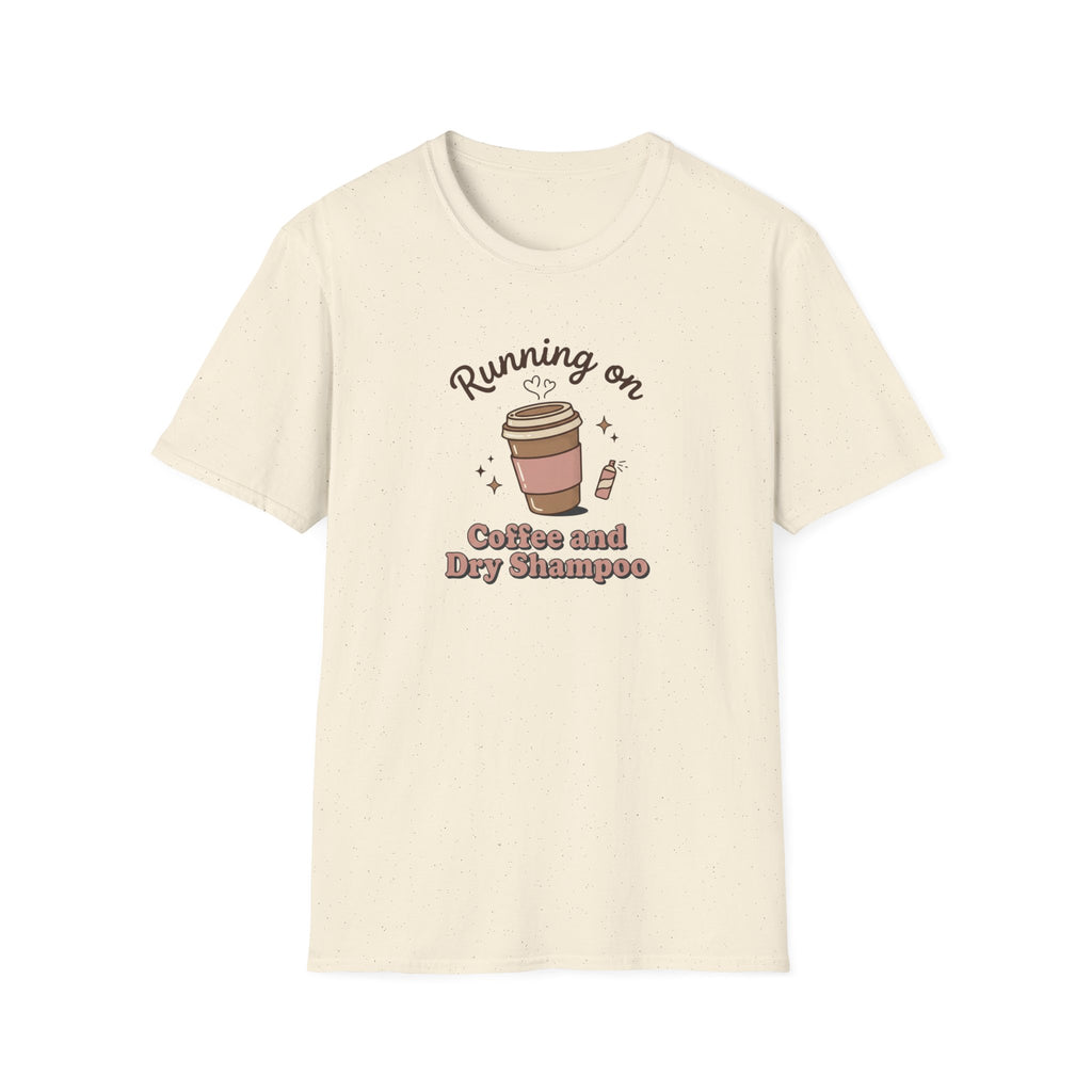 Running on Coffee and Dry Shampoo T-Shirt | Coffee Cup Graphic Tee