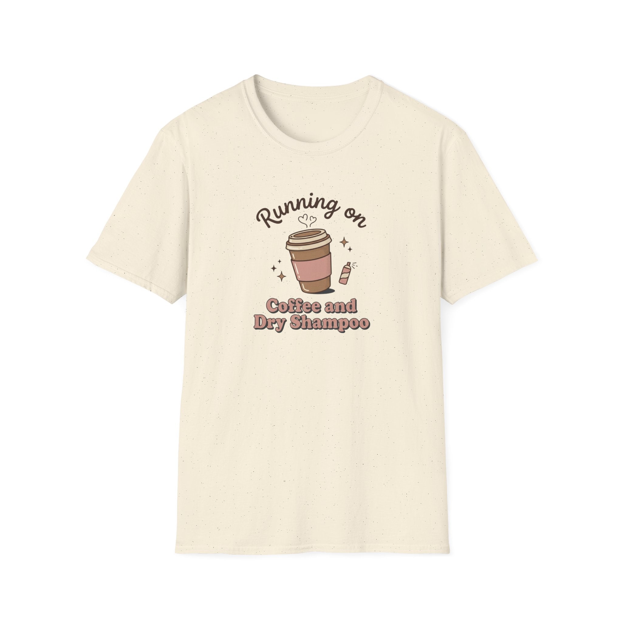 Running on Coffee and Dry Shampoo T-Shirt | Coffee Cup Graphic Tee
