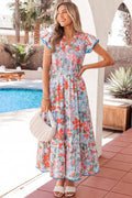 Nina Flutter Sleeve Long Dress