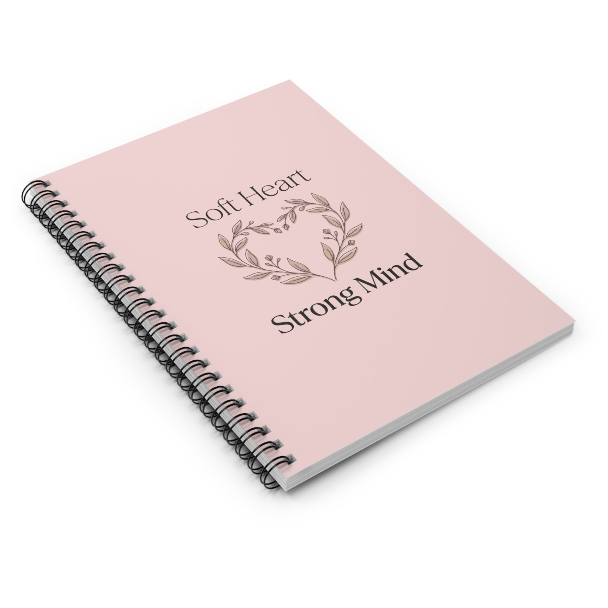 Soft Heart Strong Mind Spiral Notebook | Pink Floral Heart Ruled Journal