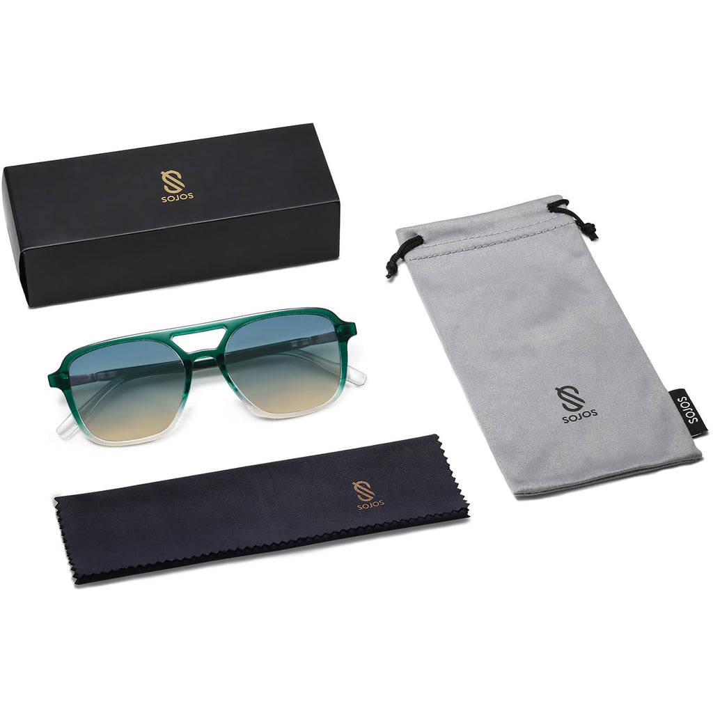 SOJOS Retro Aviator Sunglasses Womens Mens,Trendy Rectangle Shades SJ2202