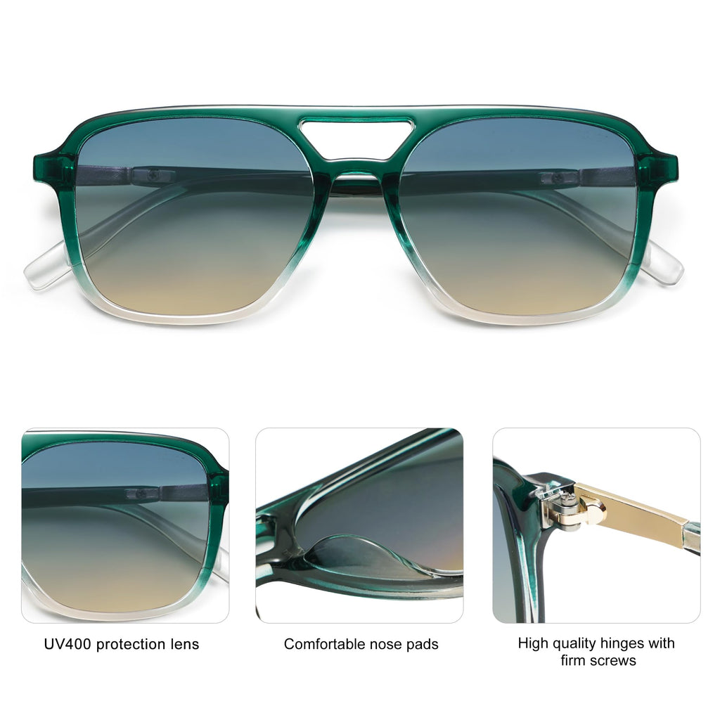 SOJOS Retro Aviator Sunglasses Womens Mens,Trendy Rectangle Shades SJ2202