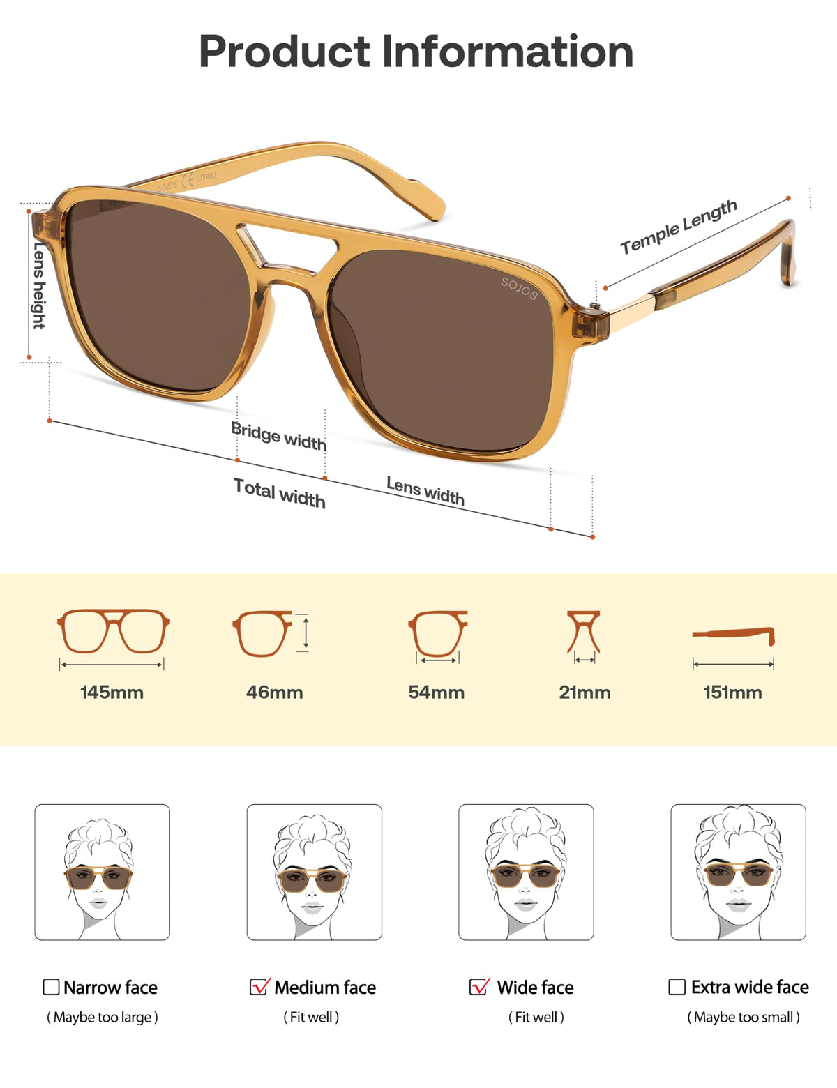 SOJOS Retro Aviator Sunglasses Womens Mens,Trendy Rectangle Shades SJ2202