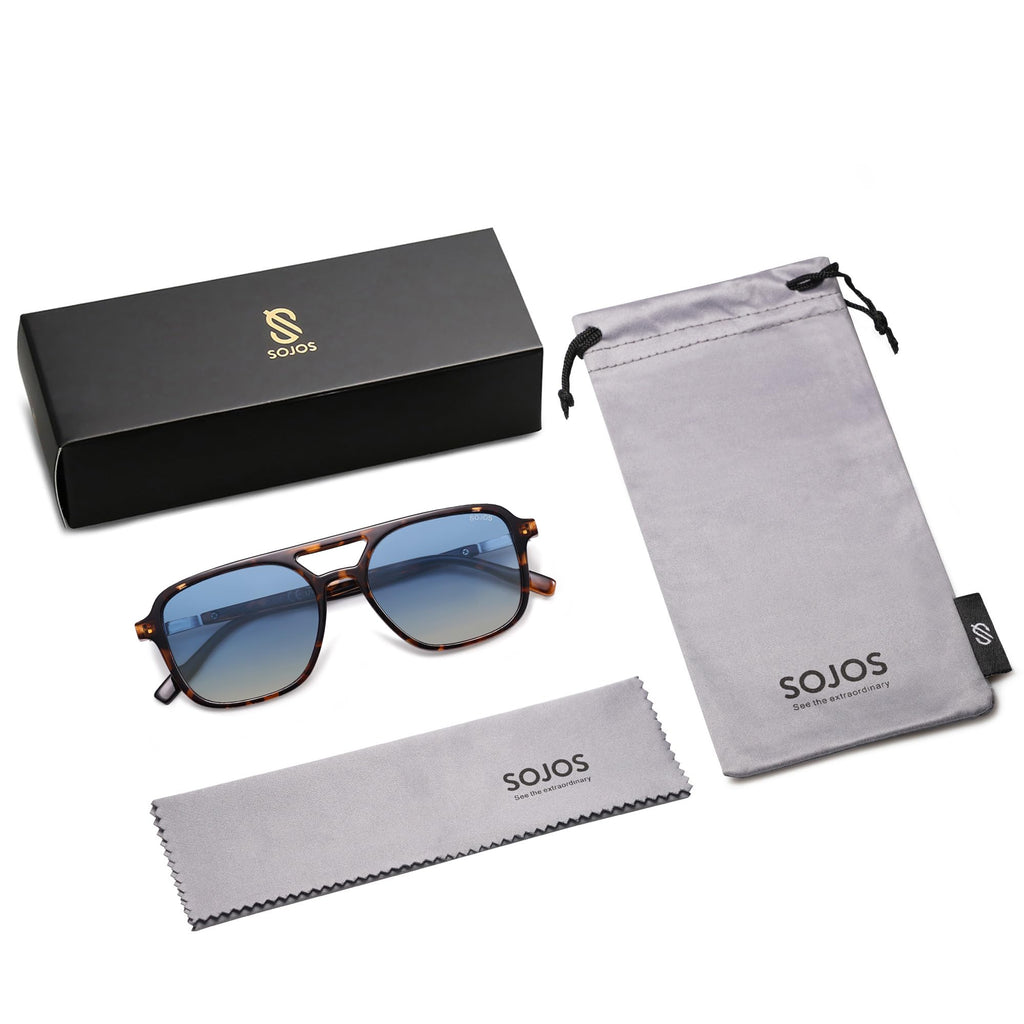 SOJOS Retro Aviator Sunglasses Womens Mens,Trendy Rectangle Shades SJ2202