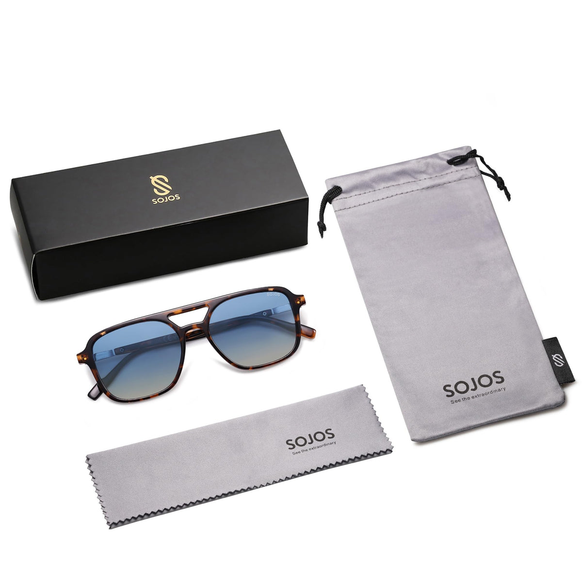 SOJOS Retro Aviator Sunglasses Womens Mens,Trendy Rectangle Shades SJ2202