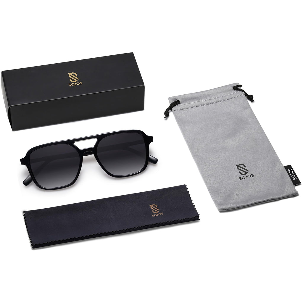 SOJOS Retro Aviator Sunglasses Womens Mens,Trendy Rectangle Shades SJ2202