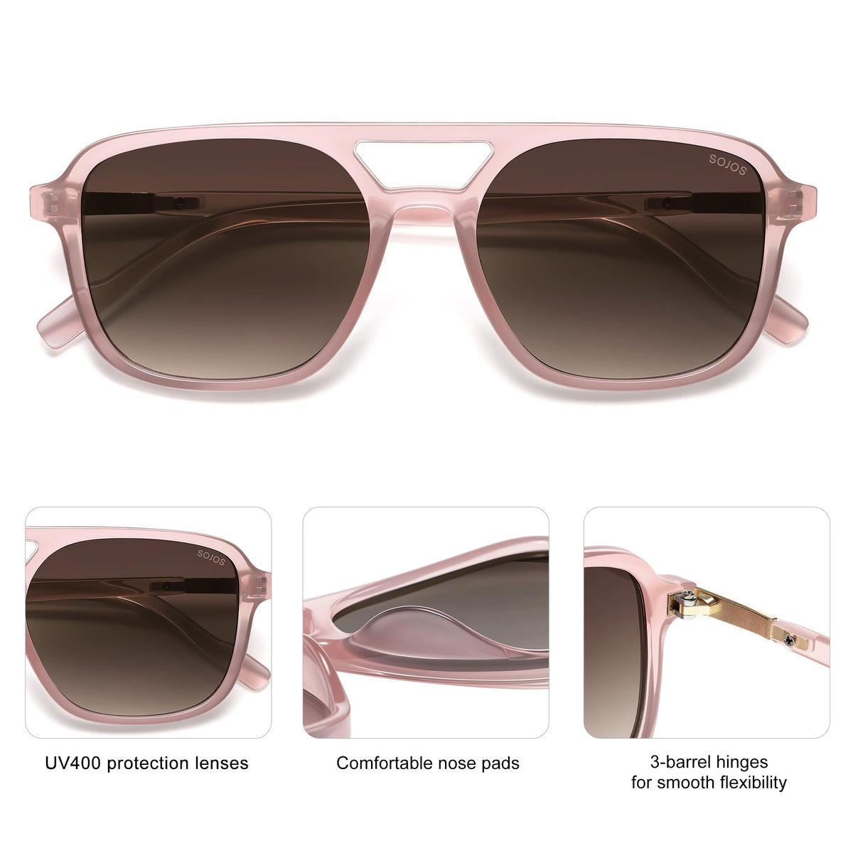 SOJOS Retro Aviator Sunglasses Womens Mens,Trendy Rectangle Shades SJ2202