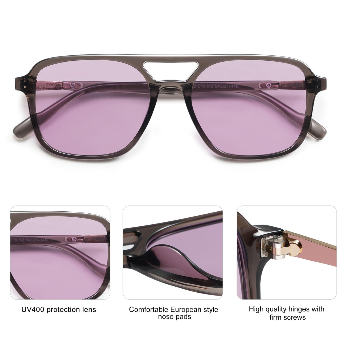 SOJOS Retro Aviator Sunglasses Womens Mens,Trendy Rectangle Shades SJ2202