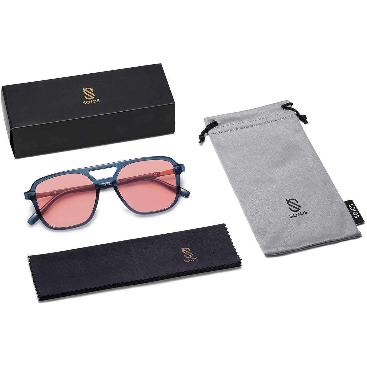 SOJOS Retro Aviator Sunglasses Womens Mens,Trendy Rectangle Shades SJ2202