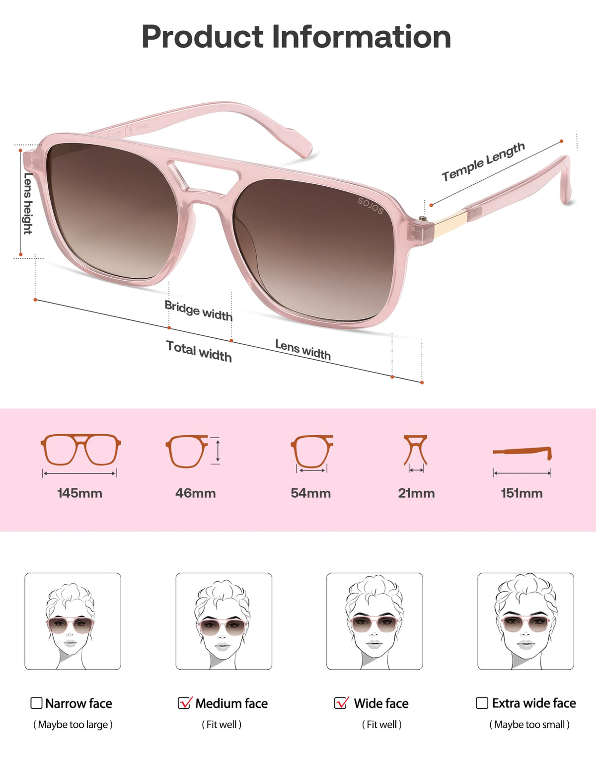 SOJOS Retro Aviator Sunglasses Womens Mens,Trendy Rectangle Shades SJ2202