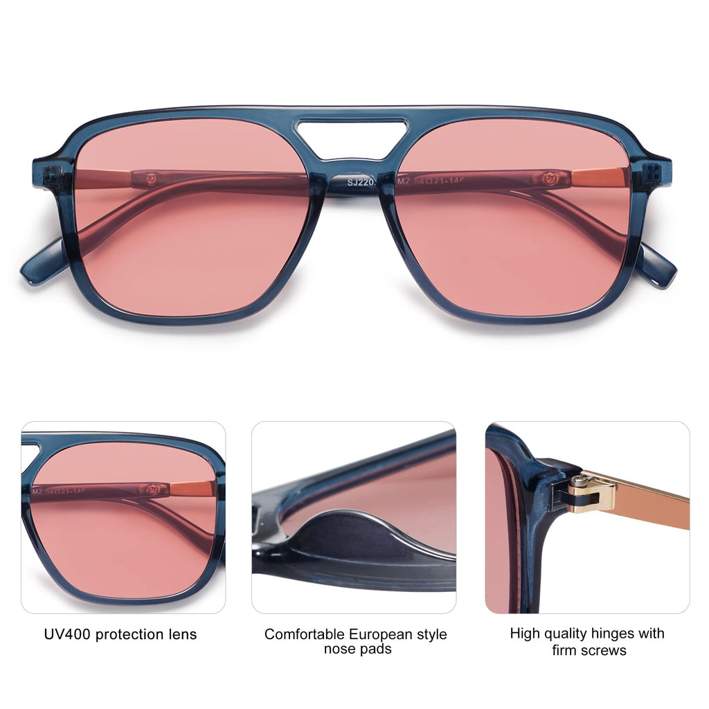 SOJOS Retro Aviator Sunglasses Womens Mens,Trendy Rectangle Shades SJ2202