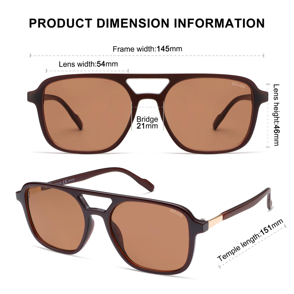 SOJOS Retro Aviator Sunglasses Womens Mens,Trendy Rectangle Shades SJ2202