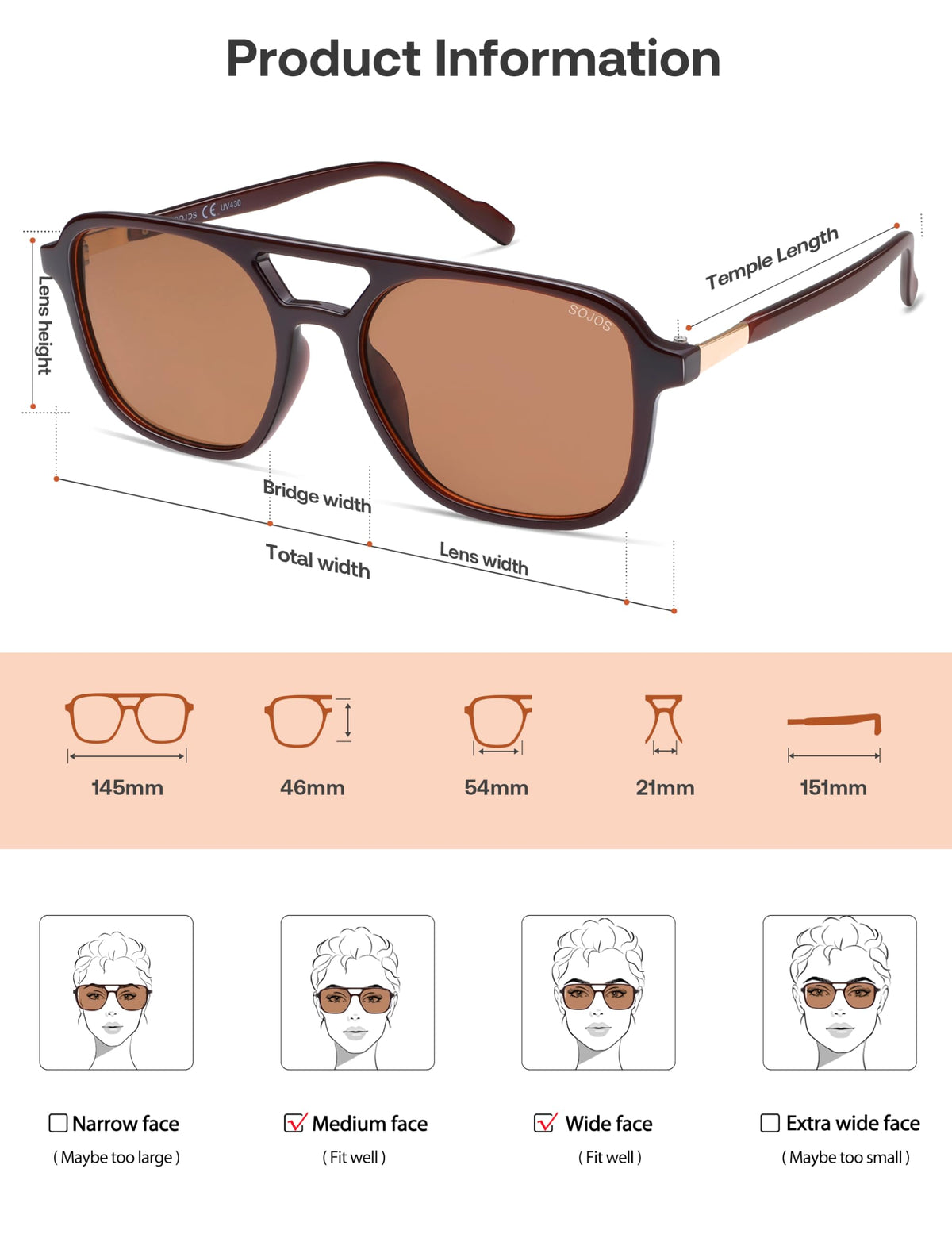 SOJOS Retro Aviator Sunglasses Womens Mens,Trendy Rectangle Shades SJ2202