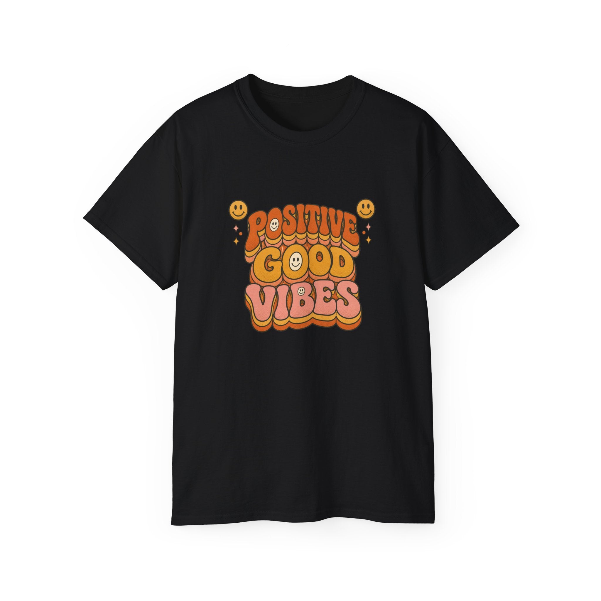 Positive Good Vibes shirt | Retro Smiley Typography Tee