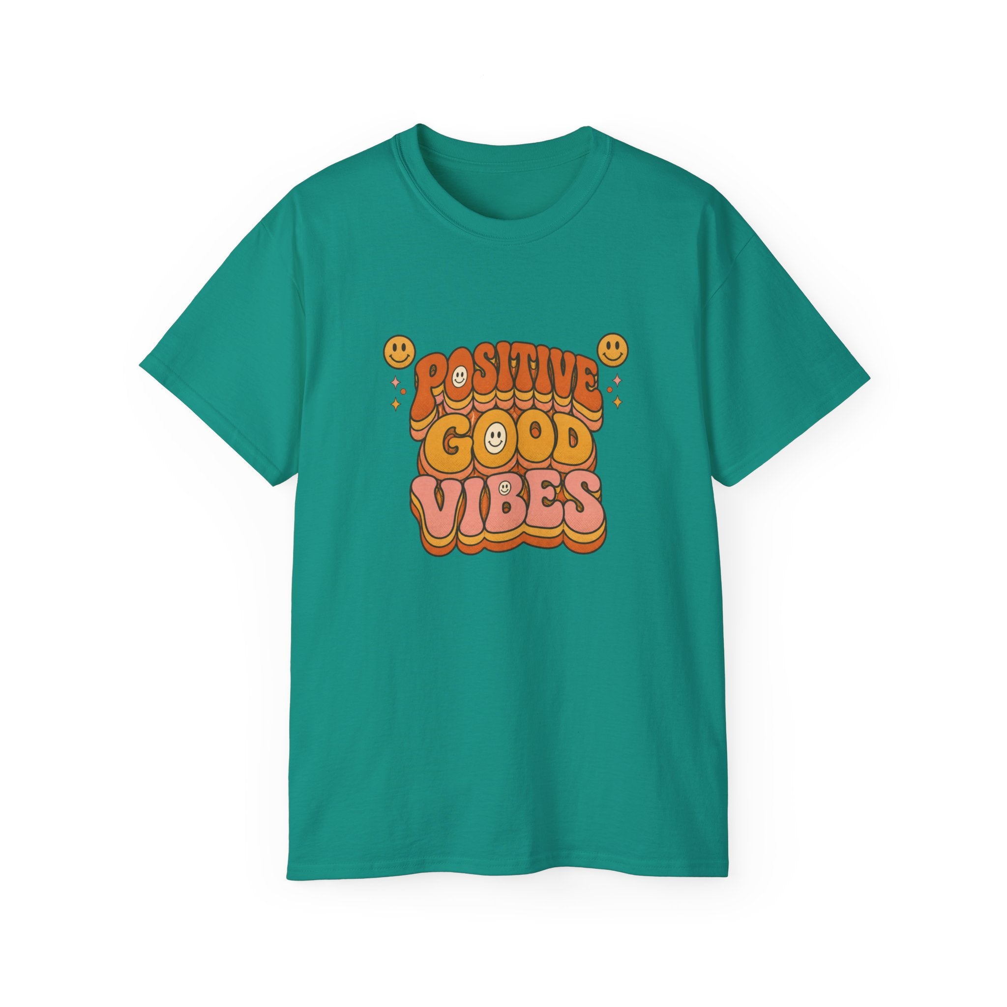 Positive Good Vibes shirt | Retro Smiley Typography Tee