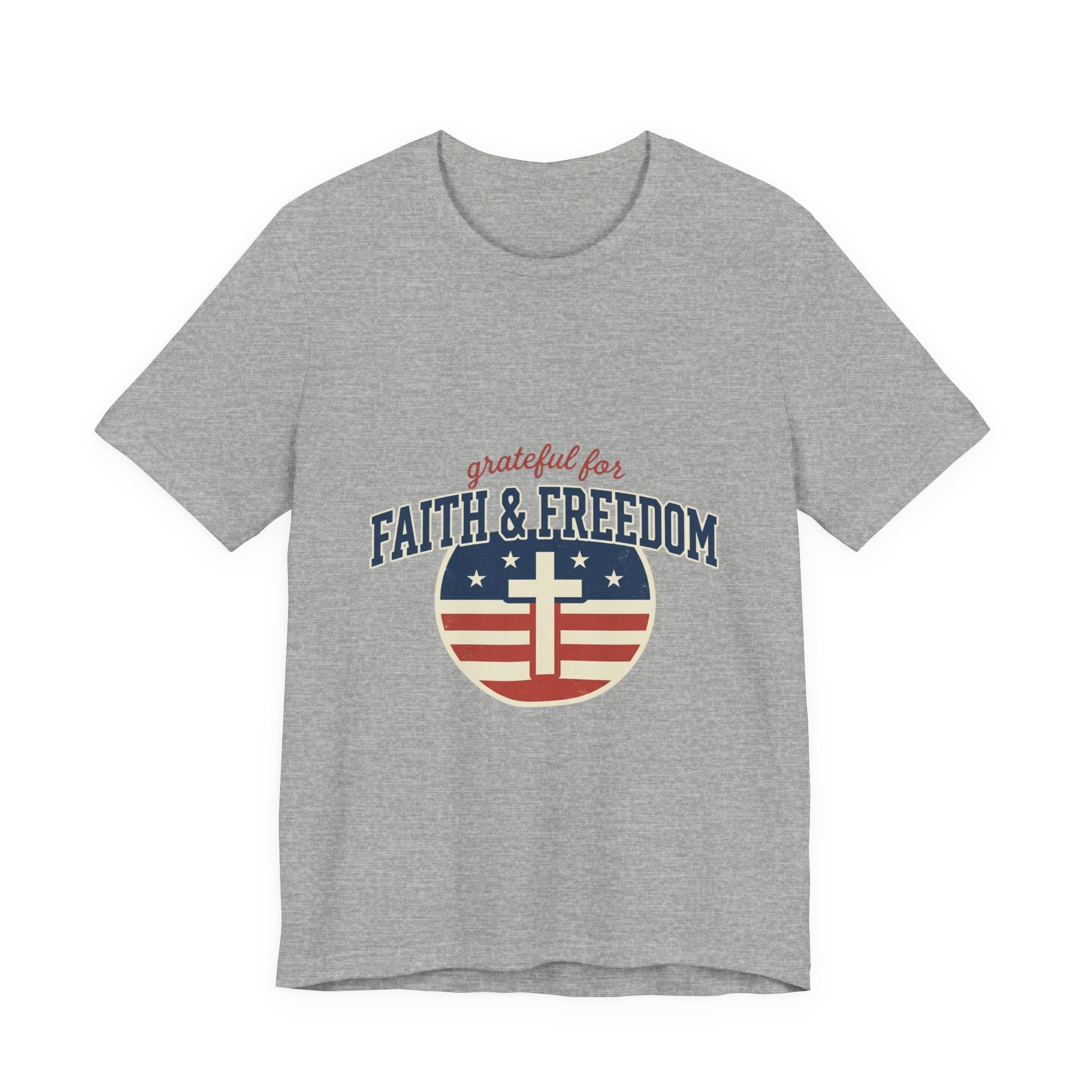 Faith & Freedom heart cross T-Shirt | Patriotic, Faith-based July 4th vintage Americana