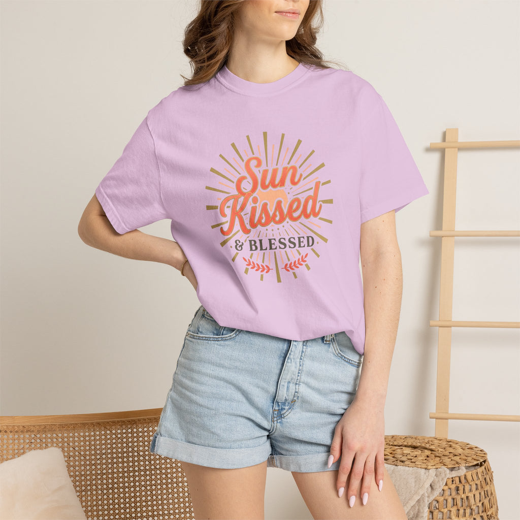 Sun Kissed & Blessed T-shirt | Vintage Sunburst Script Tee