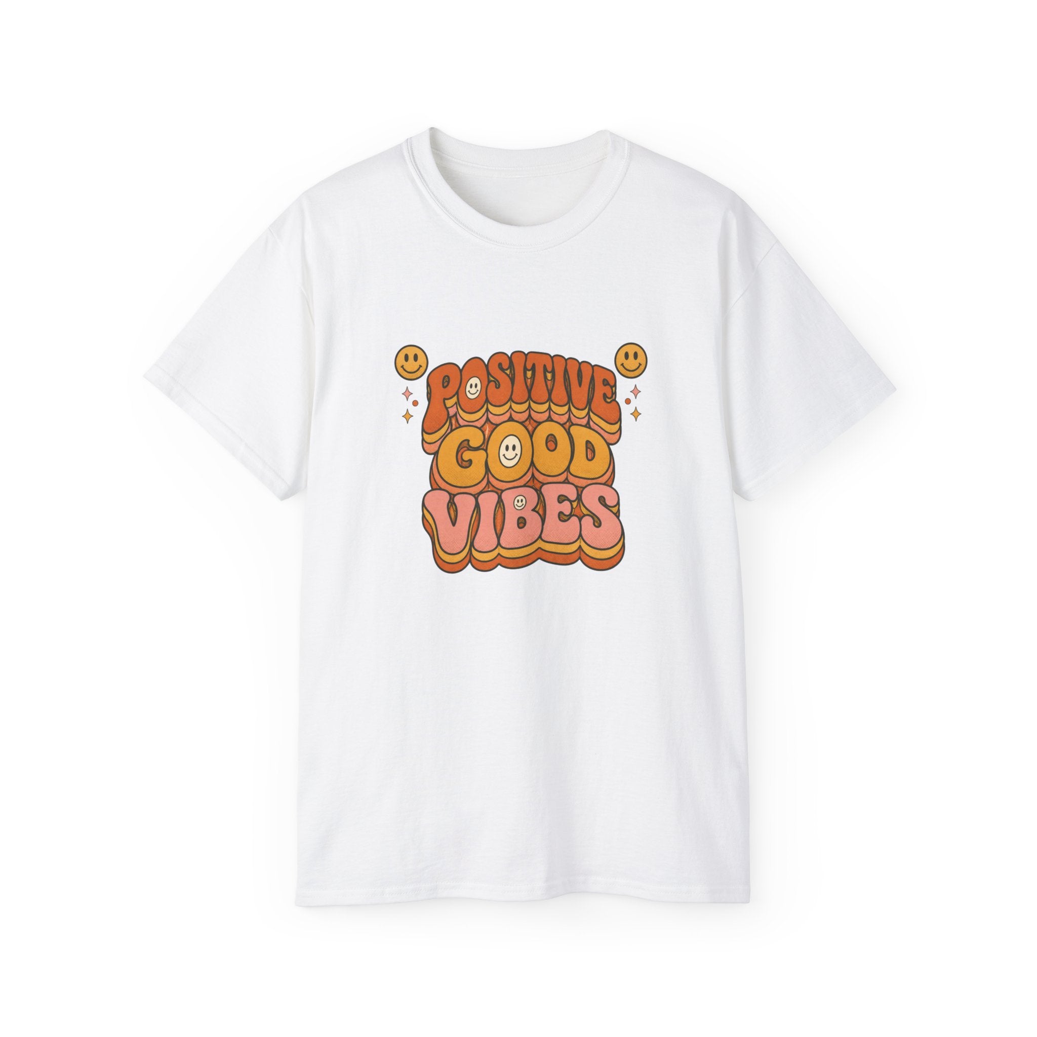Positive Good Vibes shirt | Retro Smiley Typography Tee