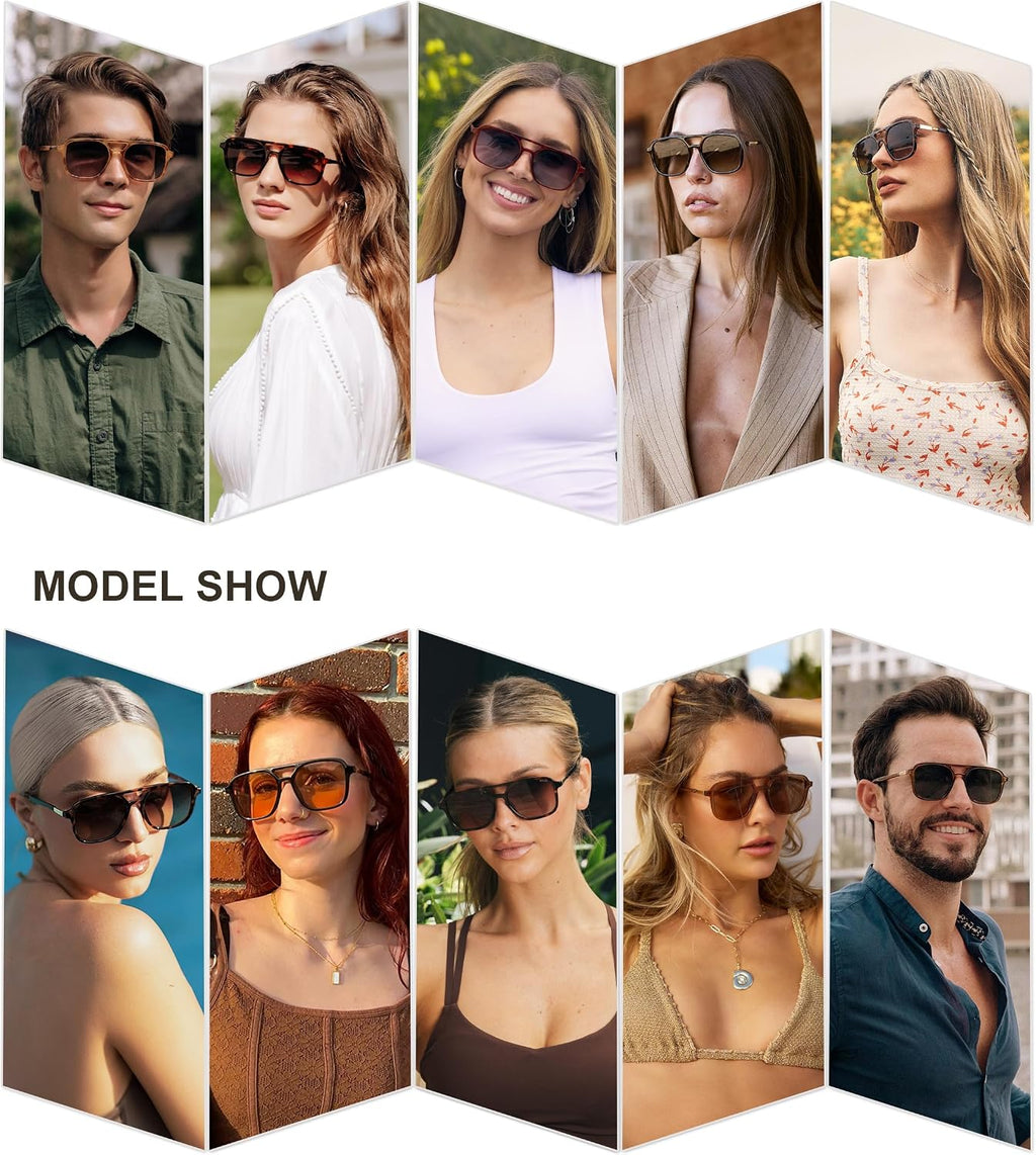SOJOS Retro Aviator Sunglasses Womens Mens,Trendy Rectangle Shades SJ2202