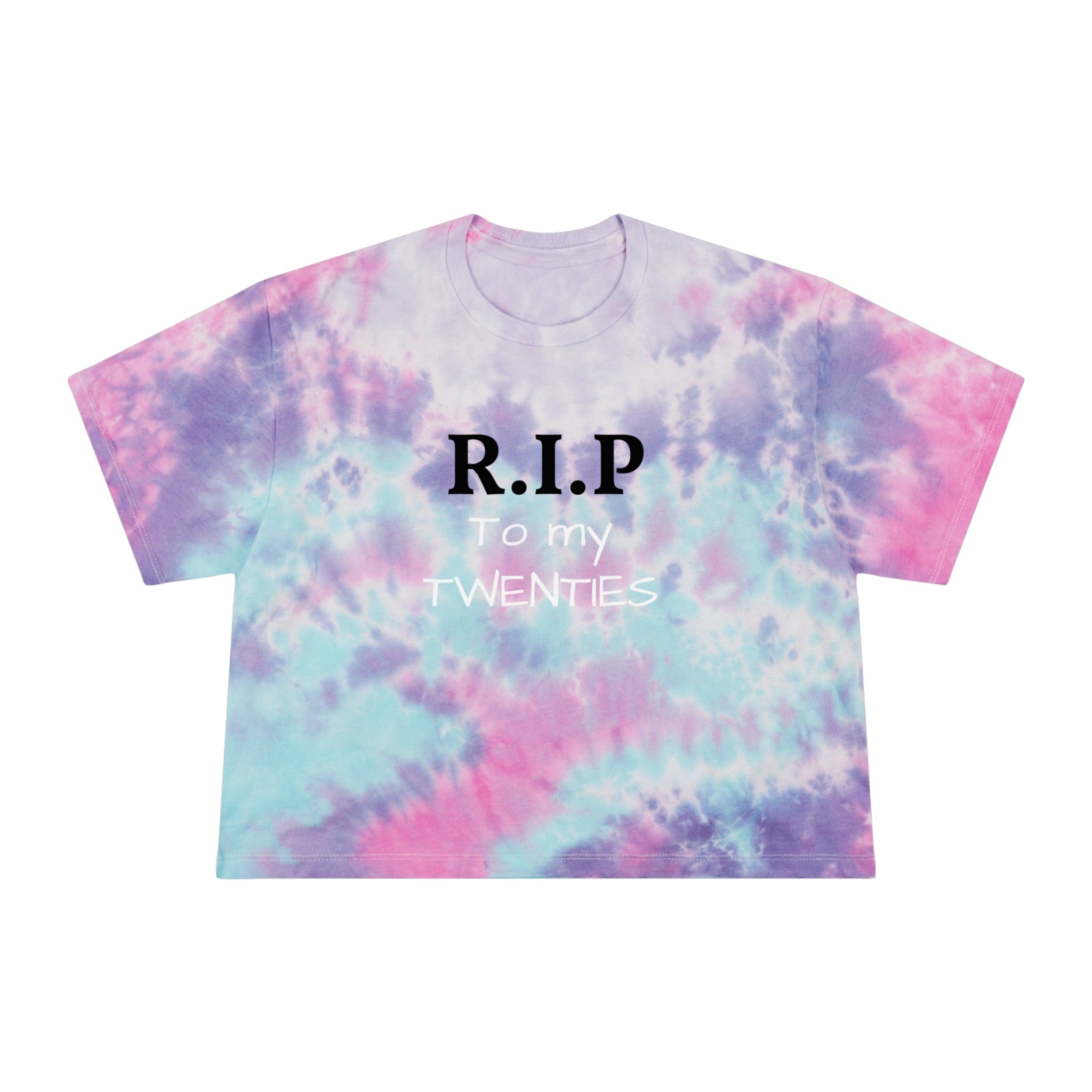 R.I.P. My Twenties Tie-Dye Crop Tee — Women's Nostalgic Pastel Spiral Top