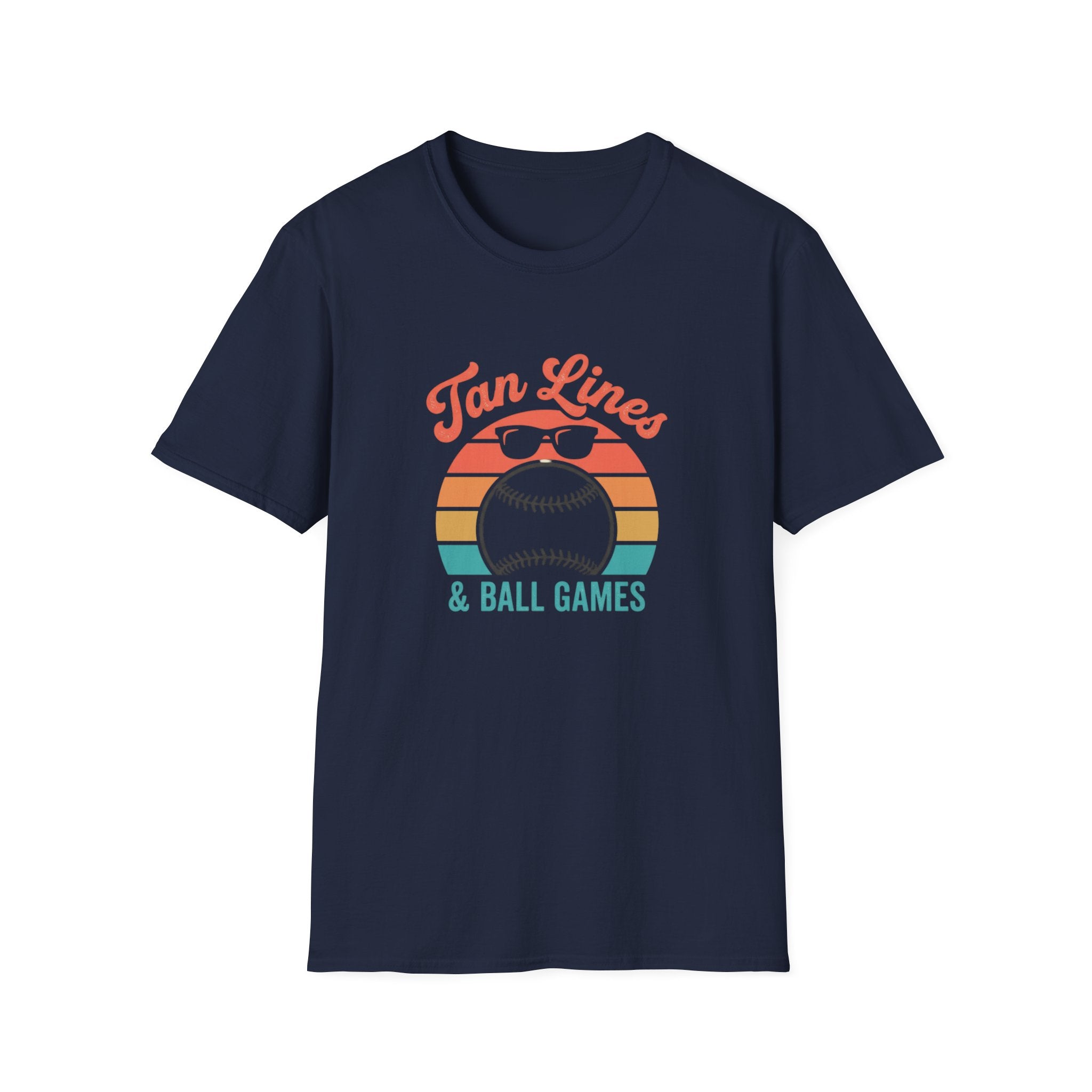 Tan Lines Baseball Graphic T-Shirt | Retro Sunset Ball Design