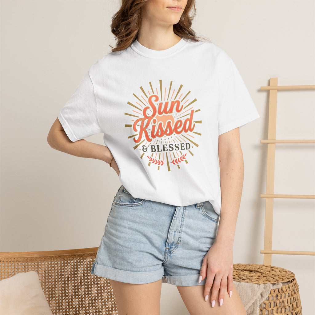 Sun Kissed & Blessed T-shirt | Vintage Sunburst Script Tee