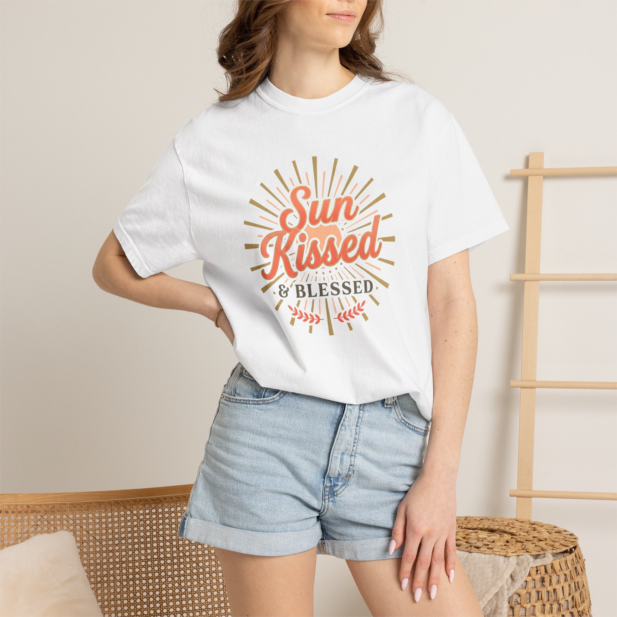 Sun Kissed & Blessed T-shirt | Vintage Sunburst Script Tee