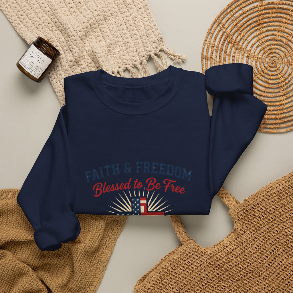 Faith & Freedom Cross Sweatshirt | patriotic, faith-based July 4th vintage Americana