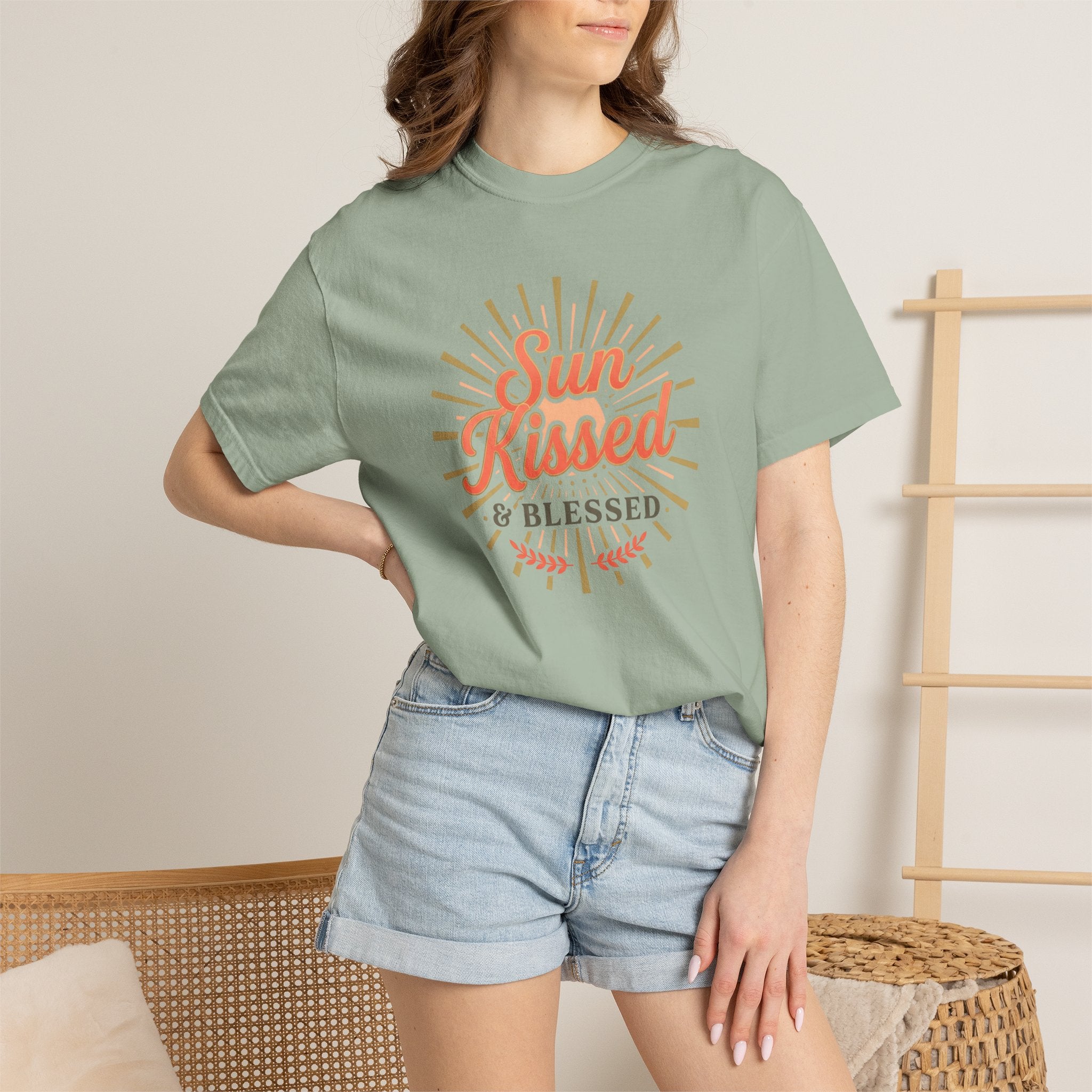 Sun Kissed & Blessed T-shirt | Vintage Sunburst Script Tee