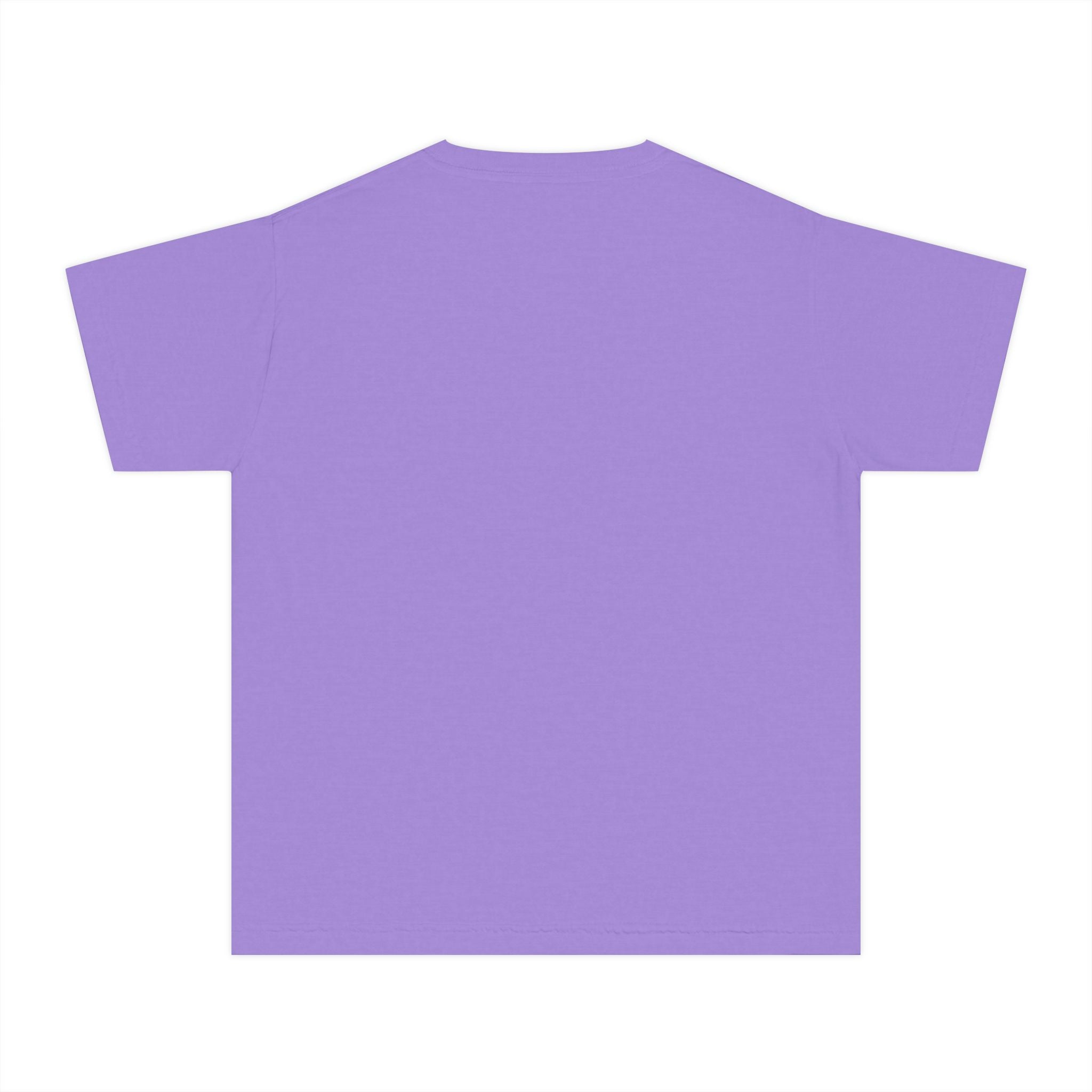 LOVE block letters with script overlay Youth Tee | pink text on charcoal