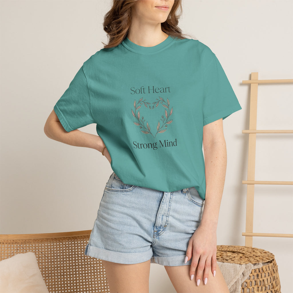 Soft Heart Strong Mind T-shirt | Laurel Wreath Botanical Graphic