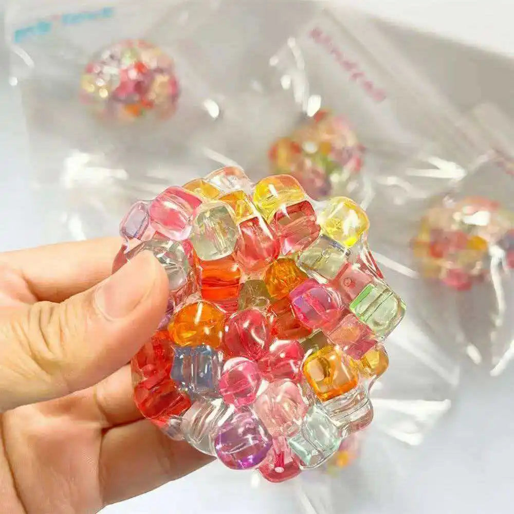 Fidget Ice Cube Colored Beads Squeeze Squishy Balls