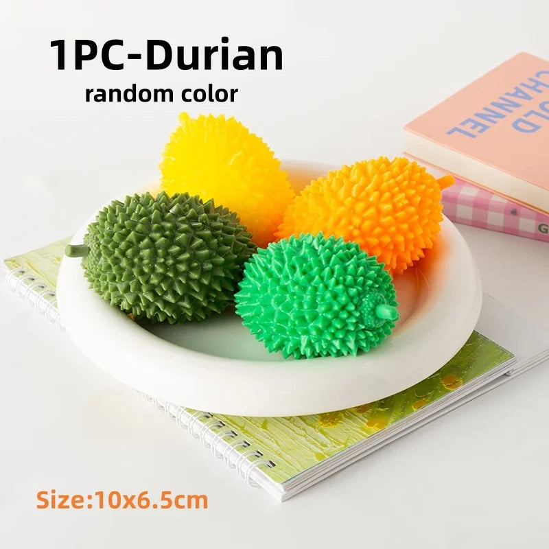 Fruit Squishy Toys Realistic Strawberry Dragon Fruit Peach Durian Mango Squeeze Ball Soft Fidget Stress Relief for Adults Kids