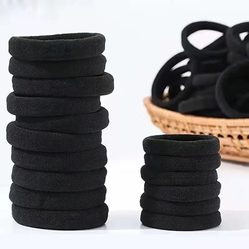 10/100pcs Black Hair Ties, No Damage Seamless Hair Ties Ponytail Holders Elastics