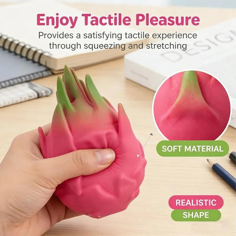 Fruit Squishy Toys Realistic Strawberry Dragon Fruit Peach Durian Mango Squeeze Ball Soft Fidget Stress Relief for Adults Kids
