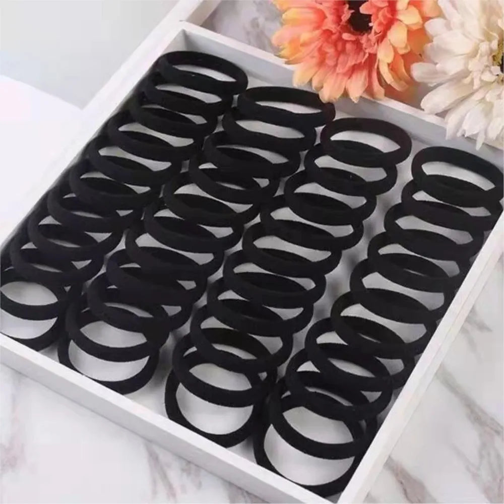 10/100pcs Black Hair Ties, No Damage Seamless Hair Ties Ponytail Holders Elastics