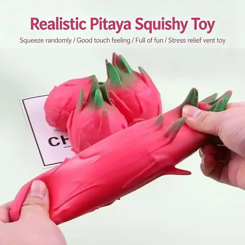 Fruit Squishy Toys Realistic Strawberry Dragon Fruit Peach Durian Mango Squeeze Ball Soft Fidget Stress Relief for Adults Kids