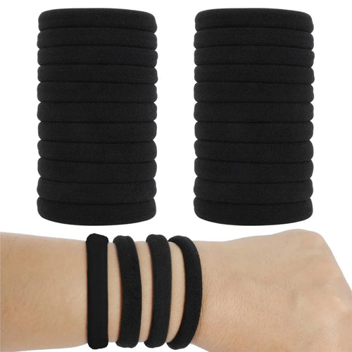 10/100pcs Black Hair Ties, No Damage Seamless Hair Ties Ponytail Holders Elastics