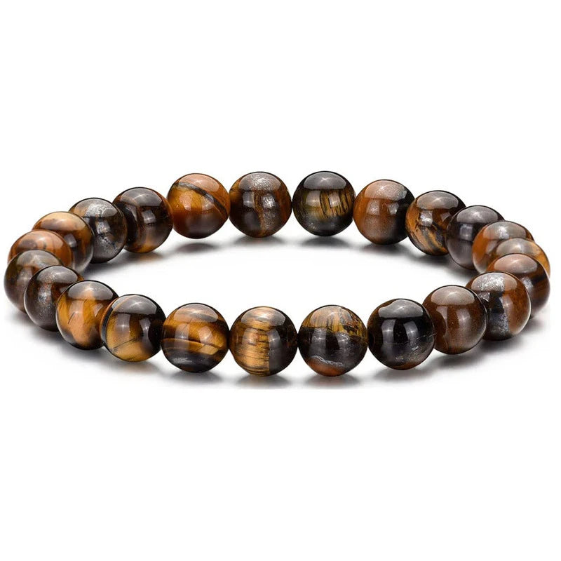 4PCS Set 8mm Men's Tiger Eye Volcanic and White Turquoise
