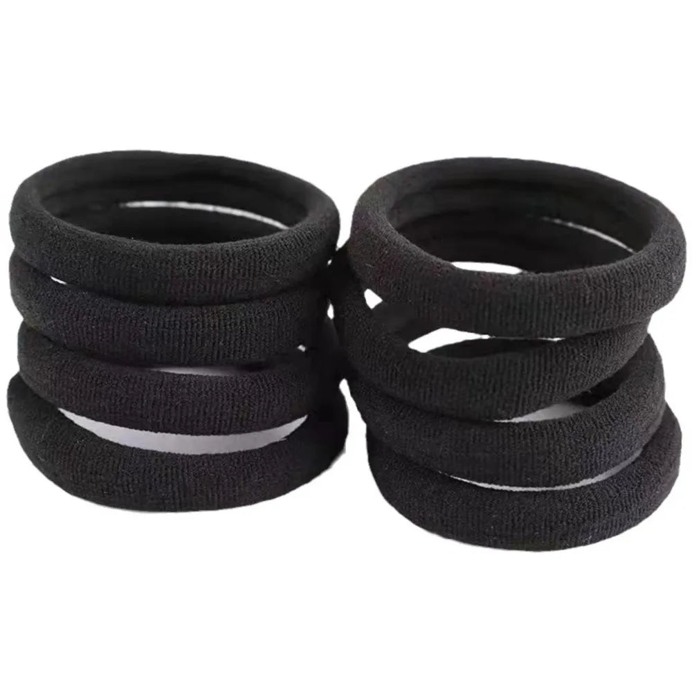 10/100pcs Black Hair Ties, No Damage Seamless Hair Ties Ponytail Holders Elastics