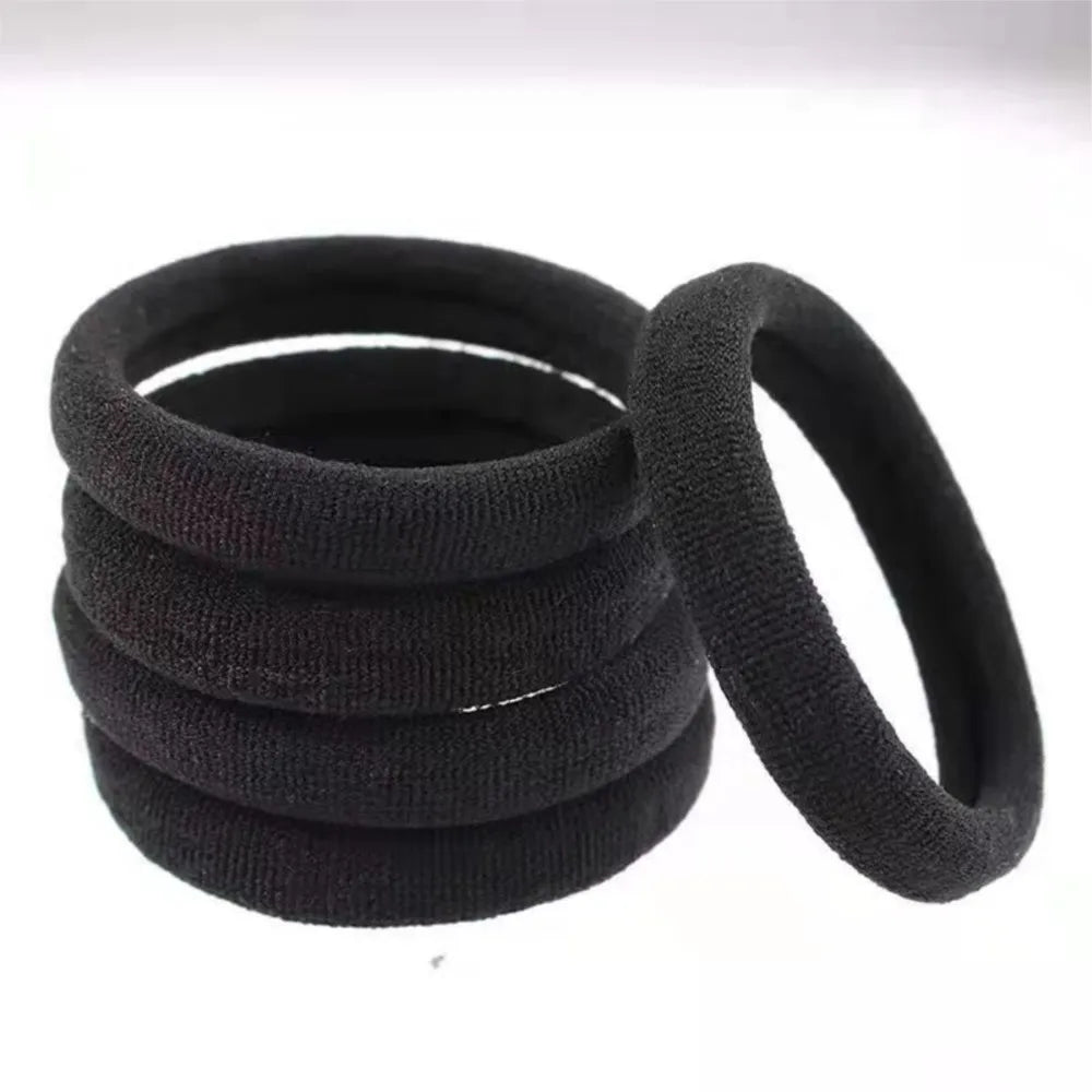 10/100pcs Black Hair Ties, No Damage Seamless Hair Ties Ponytail Holders Elastics